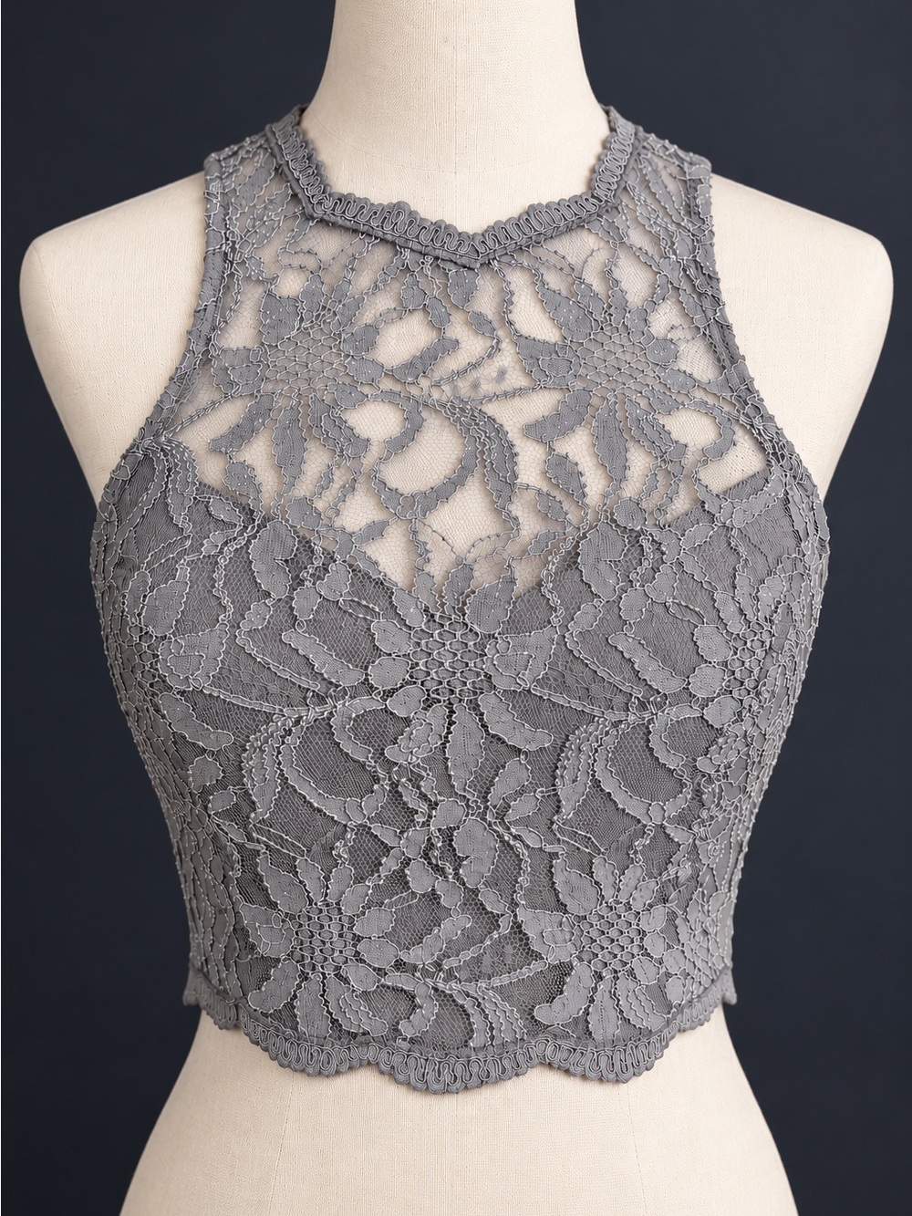 Jodi Kristopher Gray Sparkly Lace Crop Top – Size 7